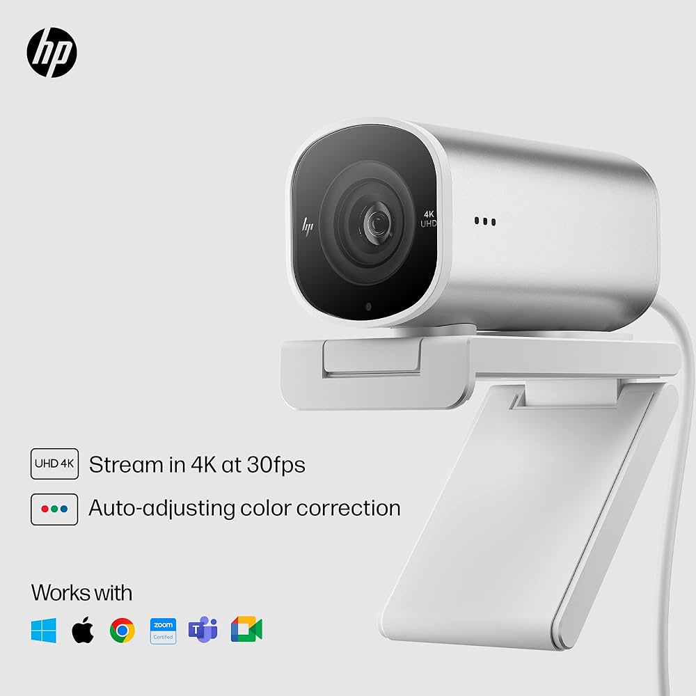 HP 960 4K Streaming Webcam, 4K 30fps or 1080p 60fps, STARMIS CMOS