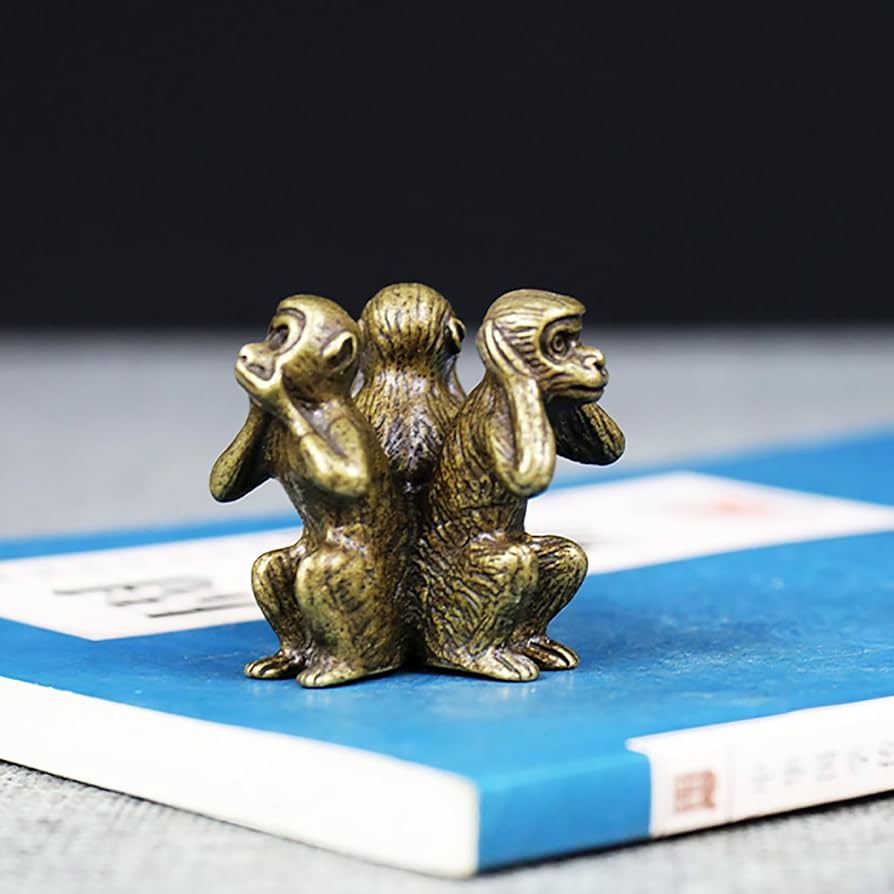 Amazon.co.jp: RemeeHi 猿 置物 真鍮製 三猿（聞かざる・言わざる・見