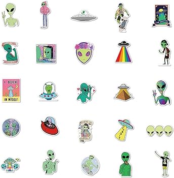 Amazon.co.jp: エイリアン 宇宙人 UFO グリーン アニメ ステッカー (50