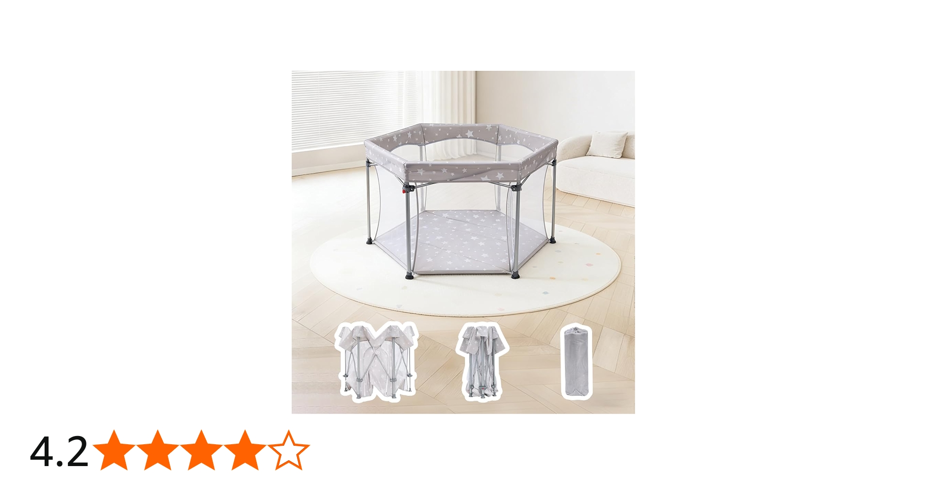Amazon.co.jp: ZOOBLY ベビーサークル 折りたたみ 扉 マット付き 星柄