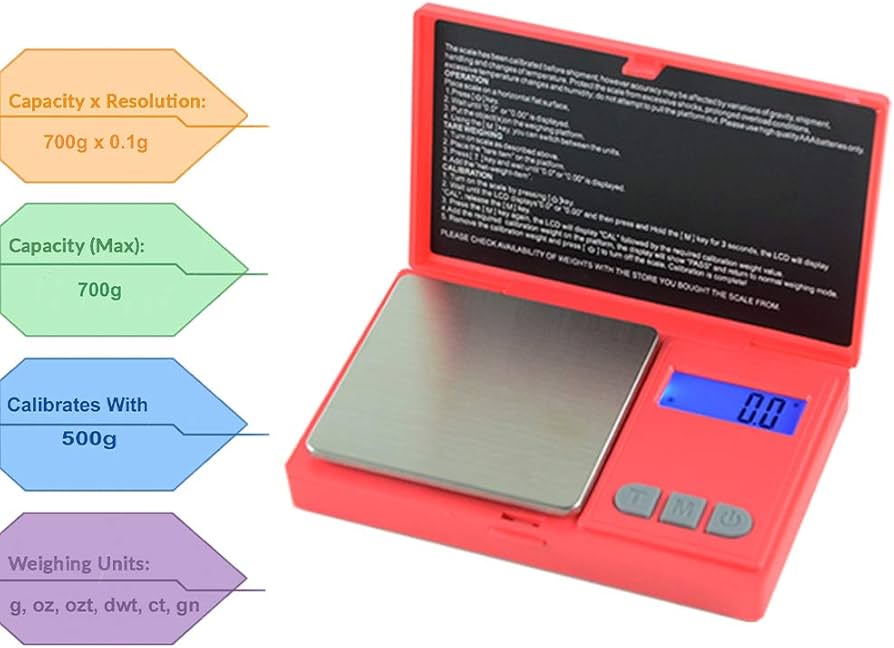 AWS MAX-700 Digital Scale 700g x 0.1g (Red) : Amazon.co.uk