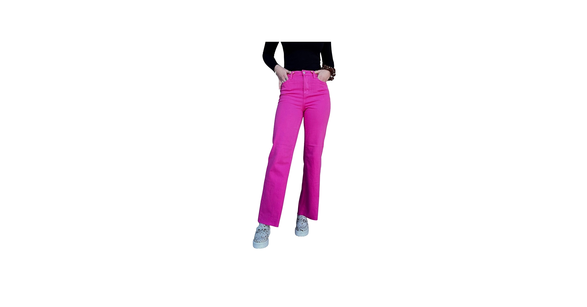 Judy Blue High Rise Hot Pink 90's Straight Jeans, Garment Dyed