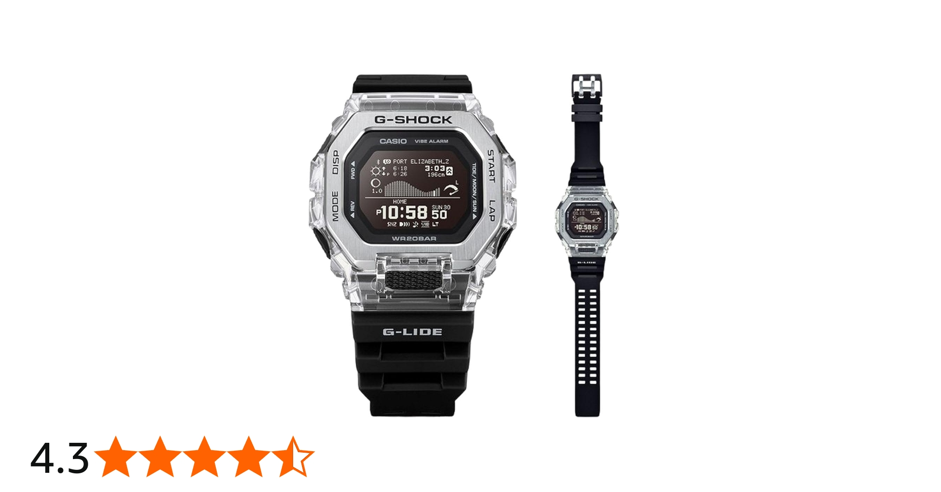 Casio G-Shock G-LIDE GBX-100 Series Digital Black Resin Watch 50.9