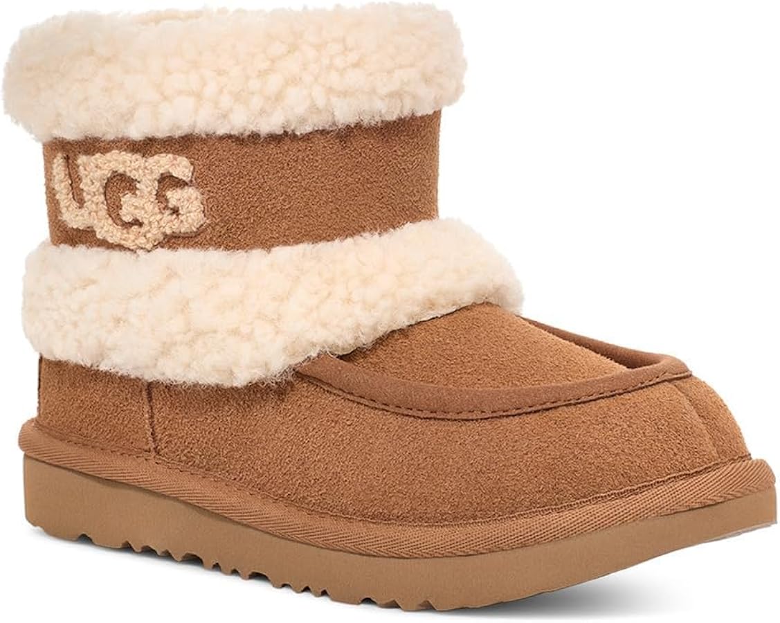 UGG Girl's Ultra Mini Fluff Fashion Boot, Chestnut, 4 Big Kid