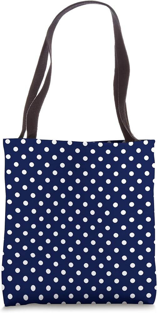 Amazon.com: Navy Blue and White Polka Dot Pattern Tote Bag