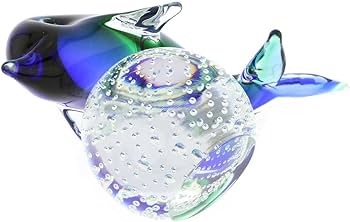 Amazon.co.jp: GlassOfVenice Murano Glass Dolphin on Base – 青と緑