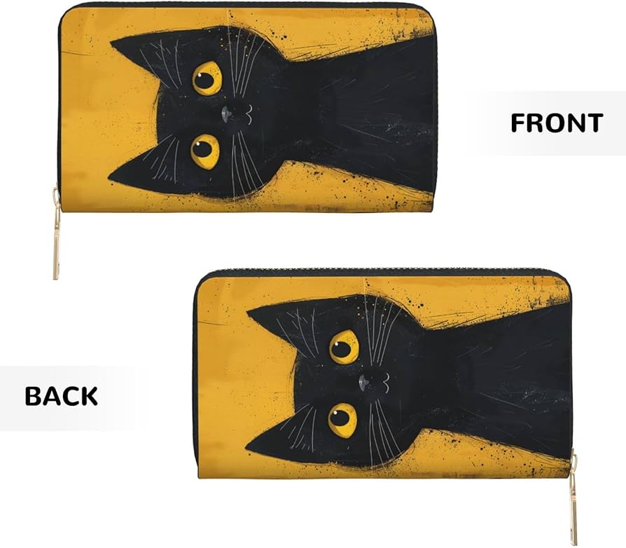 Amazon.co.jp: 長財布 黒猫 ネコ柄 猫柄 財布 ロングウォレット メンズ