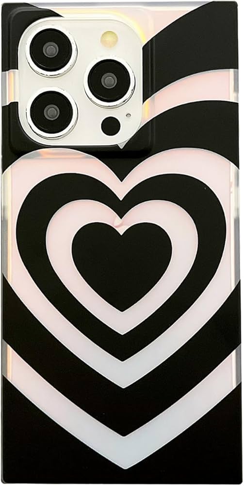 Amazon.com: Rectangle Black Heart Iridescent Phone Case for iPhone