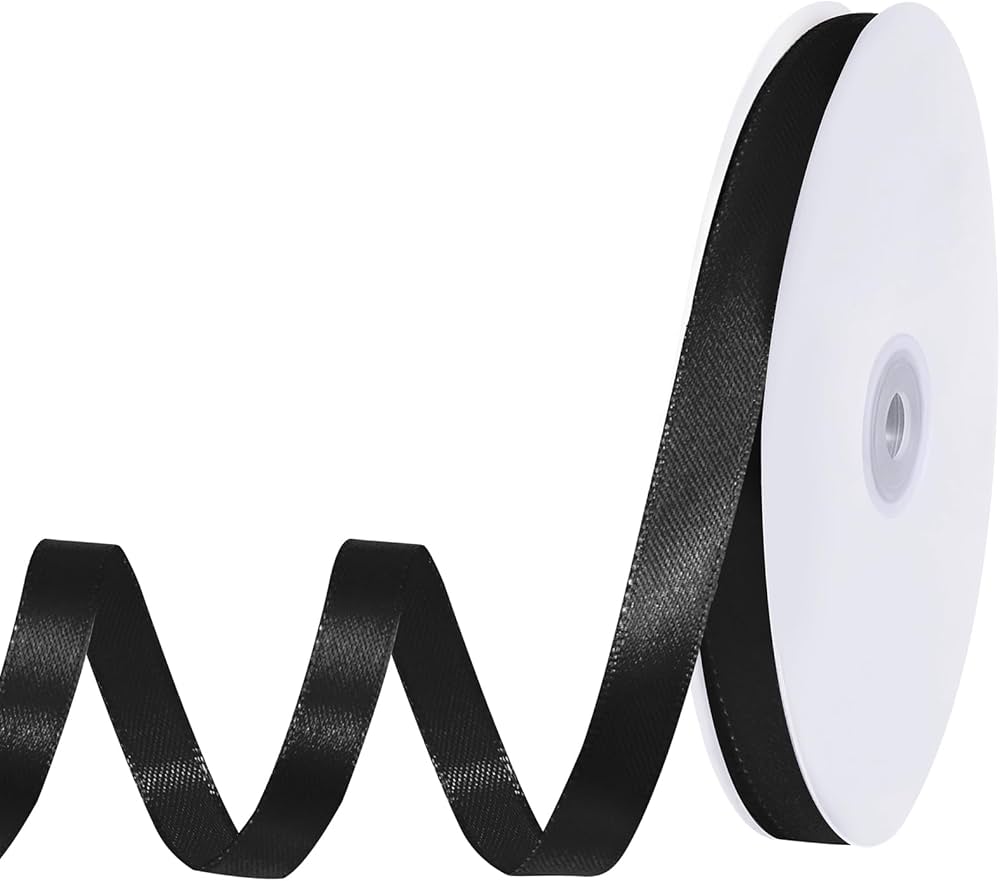 Amazon.com: woric 120 Yards Black Ribbon 3/8 Inch Thin Black Satin