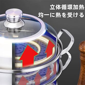 Amazon | 蒸し鍋 SUS304食品級ステンレス鋼製 二段 三段 複数サイズ
