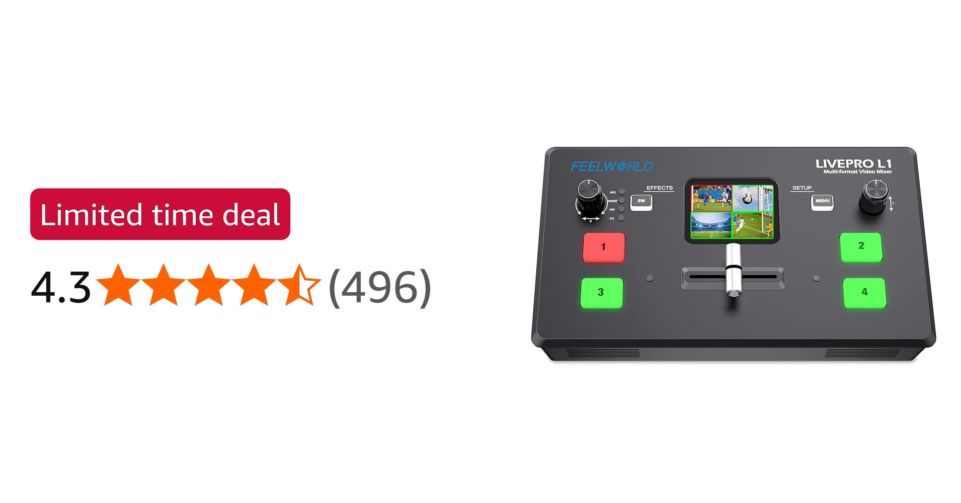 FEELWORLD LIVEPRO L1 V1 Multi Camera Video Mixer Switcher 2 Inch