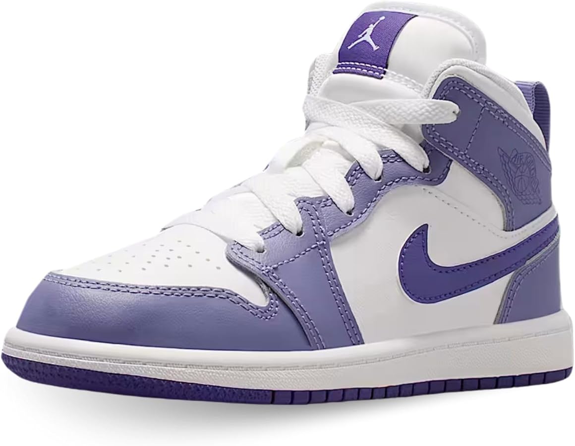 Amazon.com | Jordan 1 Mid Little Kids' Shoes (Dusty Amethyst/White