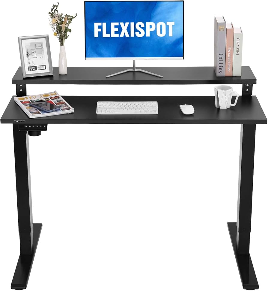 Amazon | FLEXISPOT 電動式二段昇降デスク EF1-2Tier(幅120×奥行60
