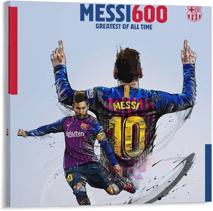 Amazon.co.jp: FCバルセロナのリオネル・メッシ選手が通算600 ポスター