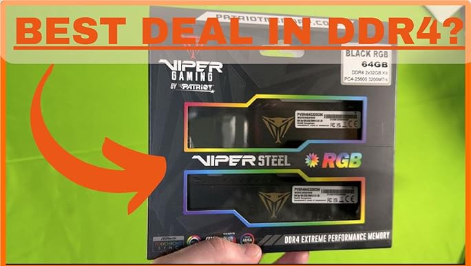 Patriot Viper Steel RGB DDR4 RAM 64GB (2X32GB) 3600MT/s CL18 1.35v