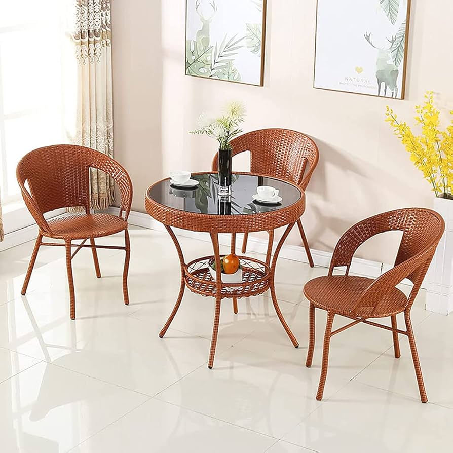 Amazon｜Hhpqlyy 丸テーブルセット ダイニングセット ラタン調