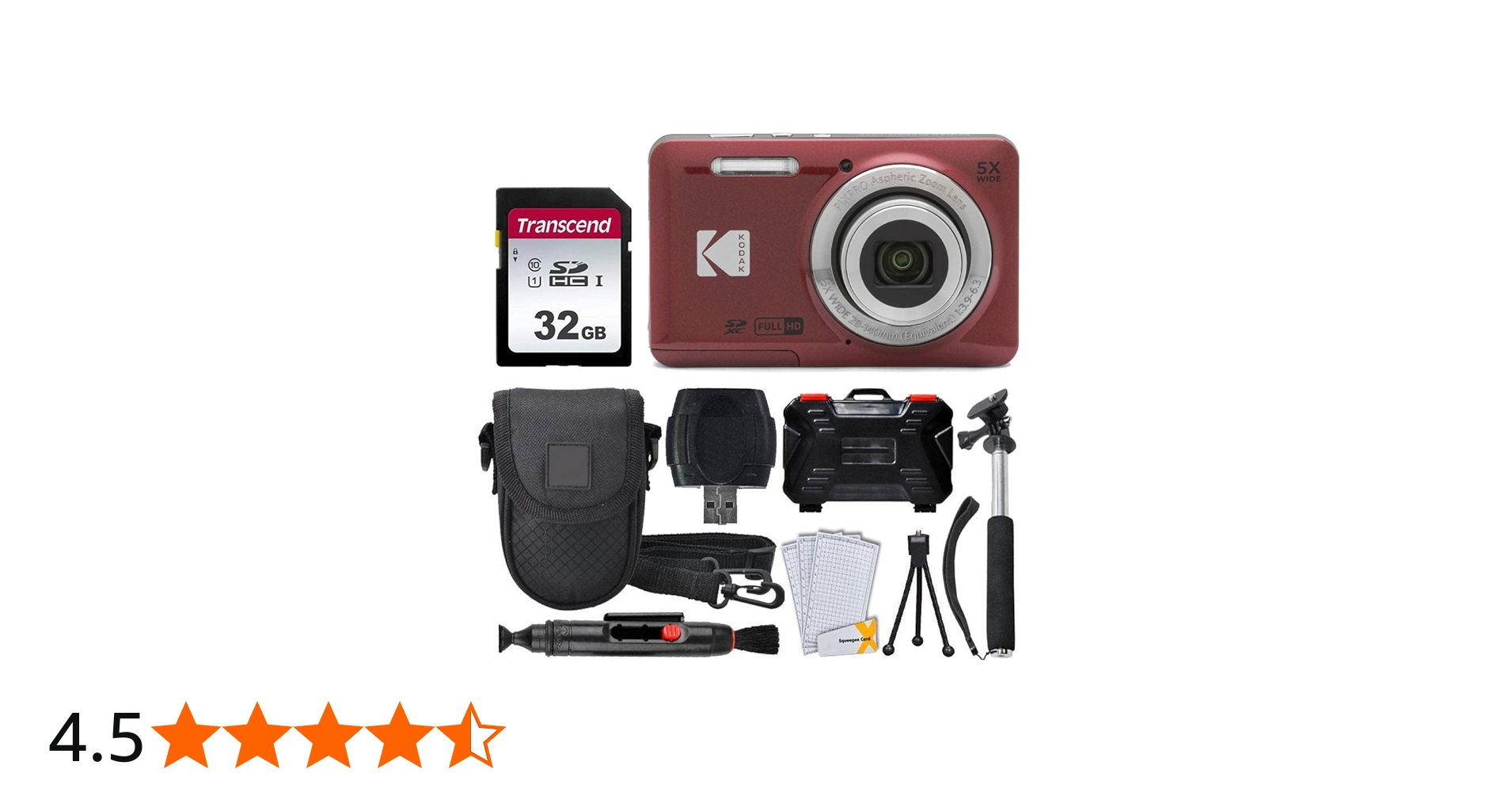 Amazon | Kodak PIXPRO FZ55 デジタルカメラ(レッド) + 32GB メモリー