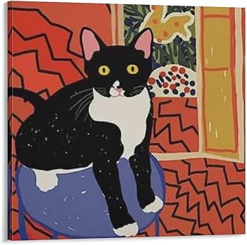 Amazon.co.jp: アンリ・マティスの抽象的猫のポスター キャンバス