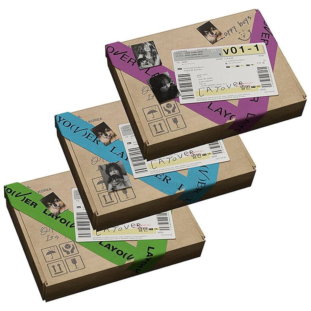 Amazon.com: BTS V [LAYOVER] Album ( VER.1 : GREEN / VER.2 : BLUE