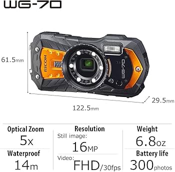 Amazon | RICOH WG-70 オレンジ リコー本格防水デジタルカメラ 14m防水
