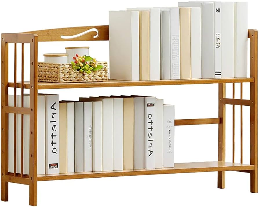 Amazon.co.jp: 木製 本棚 2段式 本立て 高さ調整可能 ブックスタンド