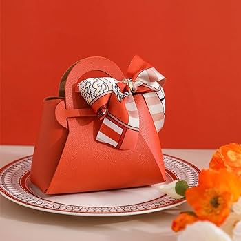 5Pcs Mini Handbag Shape Leather Gift Box, Ribbon Elegant Gift Bags