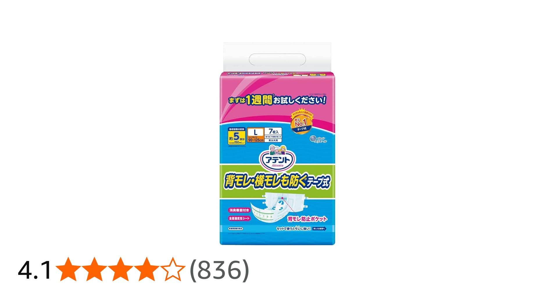 Amazon | 【お試しパック】 アテント 消臭効果付き 背モレ・横モレも
