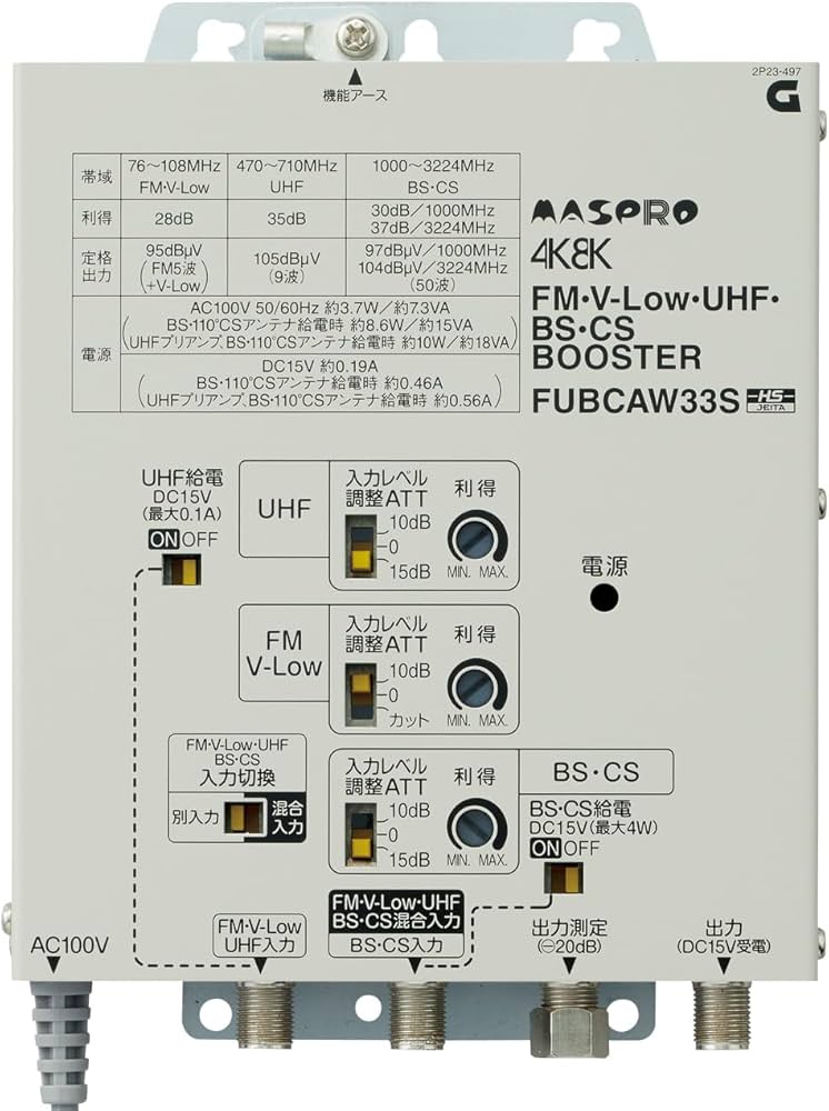 Amazon | MASPRO/マスプロ電工 FUBCAW33S FM・V-Low・UHF・BS・CS