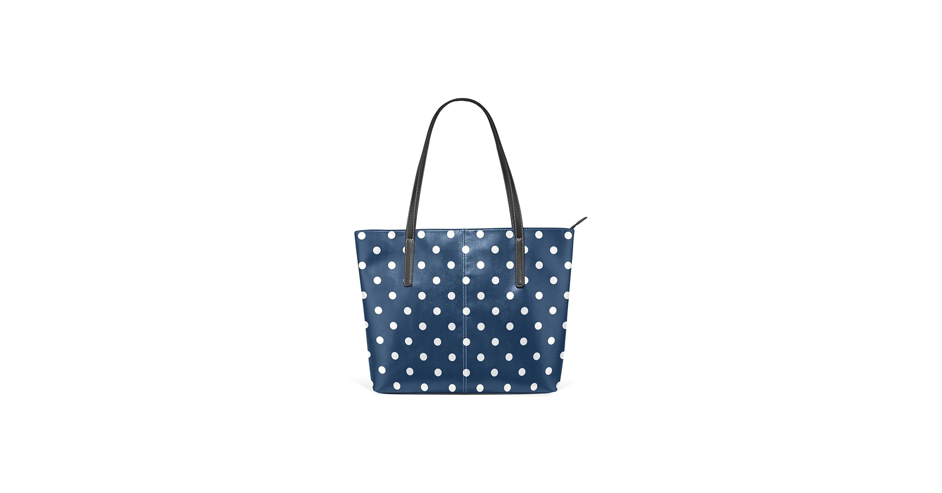 Amazon.com: susiyo White Polka Dots on Navy Blue Tote Bag with