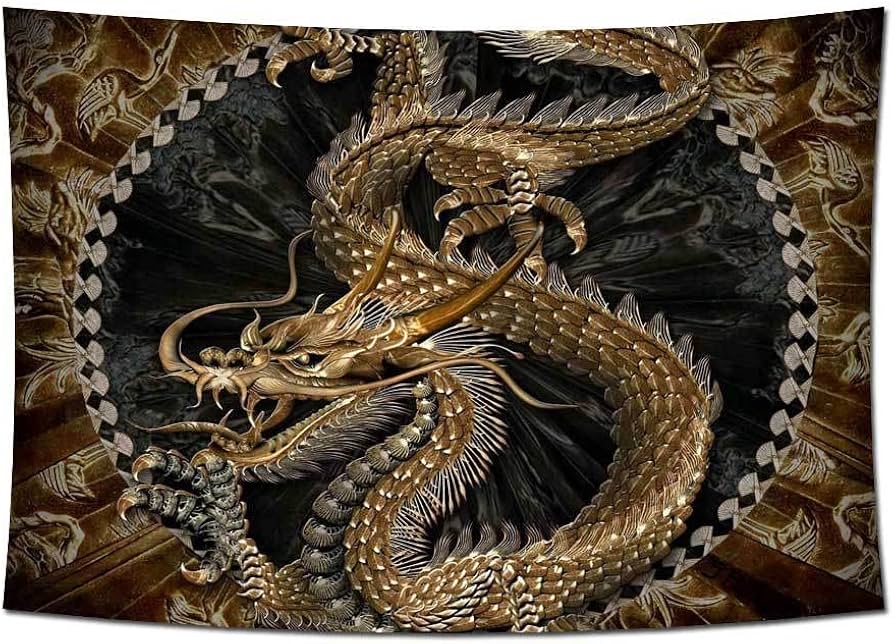 Amazon.co.jp: 龍ドラゴン竜絵 玄関 龍の飾り 壁掛け 風水グッズ 金竜