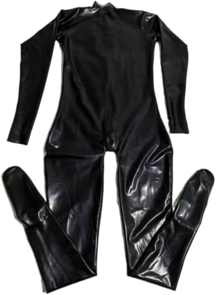 Amazon.co.jp: ラテックスキャットスーツブラックカラーラバースーツ
