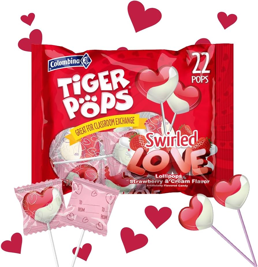 Amazon.com : Colombina Swirled Love Tiger Pops, Strawberry and