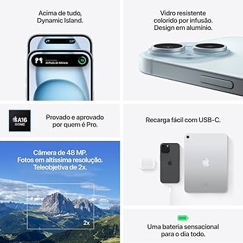 Apple iPhone 15 (128 GB) — Preto | Amazon.com.br