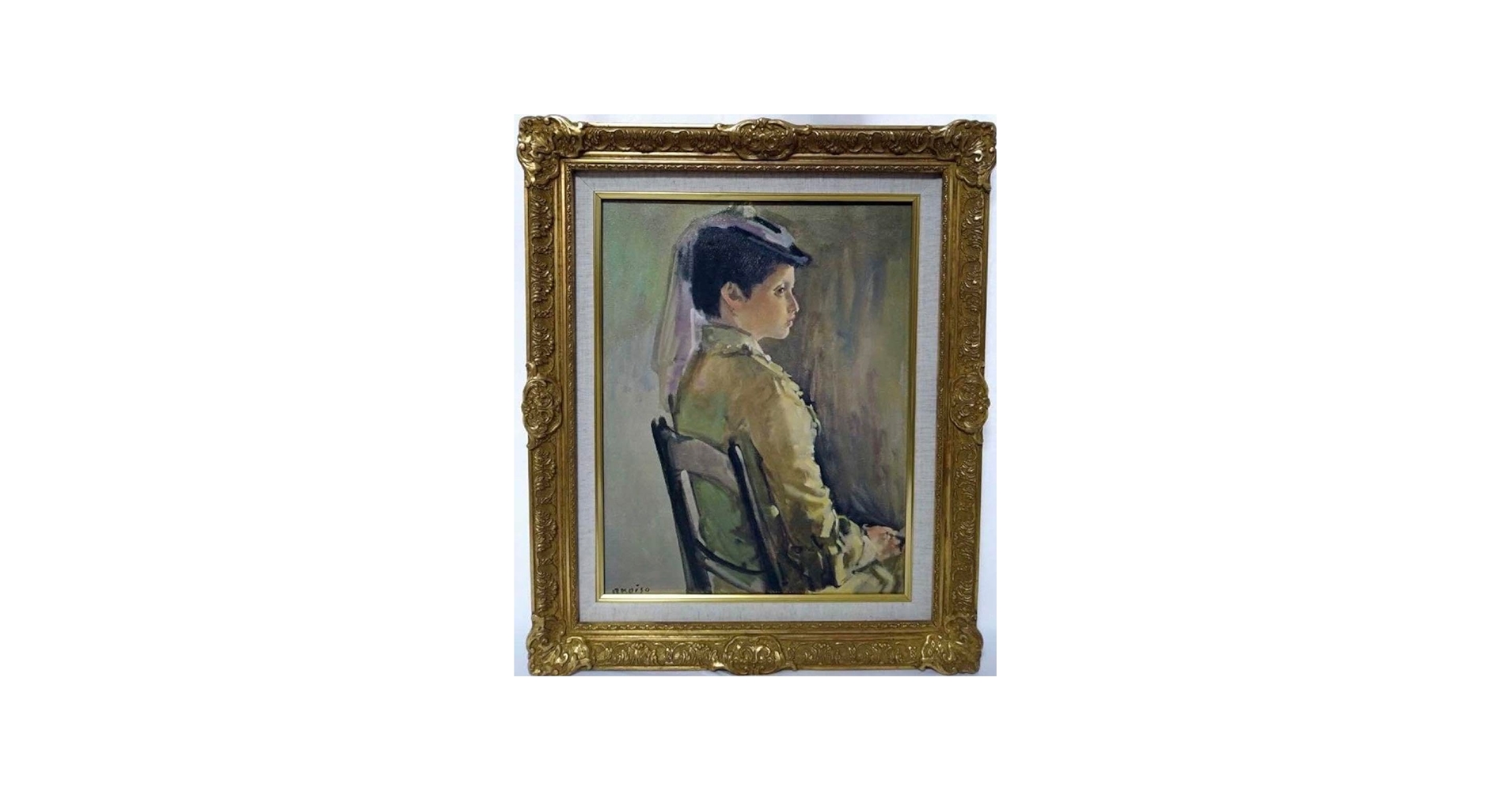 Amazon.co.jp: 小磯良平『婦人像 帽子の女』油彩画 (人物画) F3号