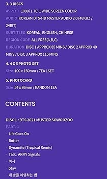 BTS 2021 MUSTER SOWOOZOO BLU-RAY ( Incl. 3 DISC+Photo Book+Photo