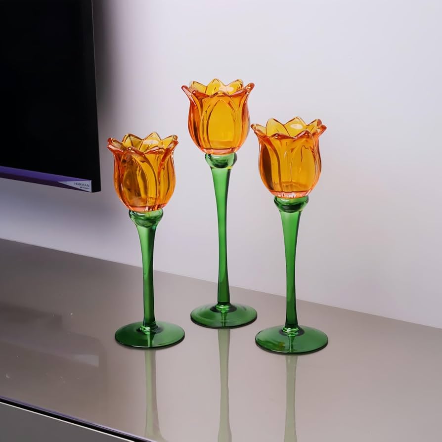 Amazon.co.jp: VOHO オレンジチューリップキャンドルホルダー 春の装飾