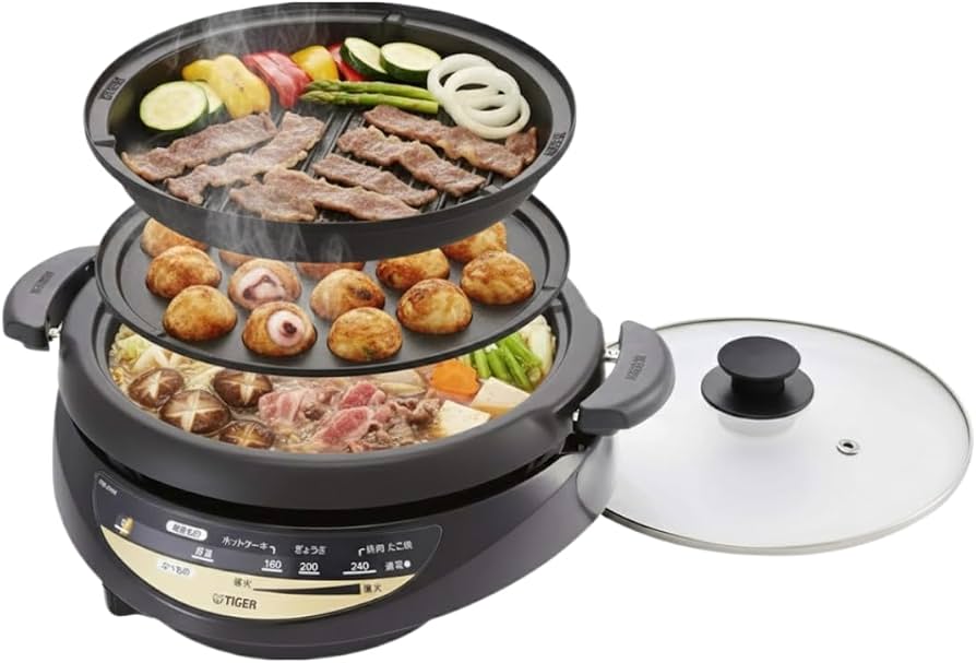 Amazon | タイガー魔法瓶(TIGER) グリル鍋 3枚タイプ 遠赤土鍋