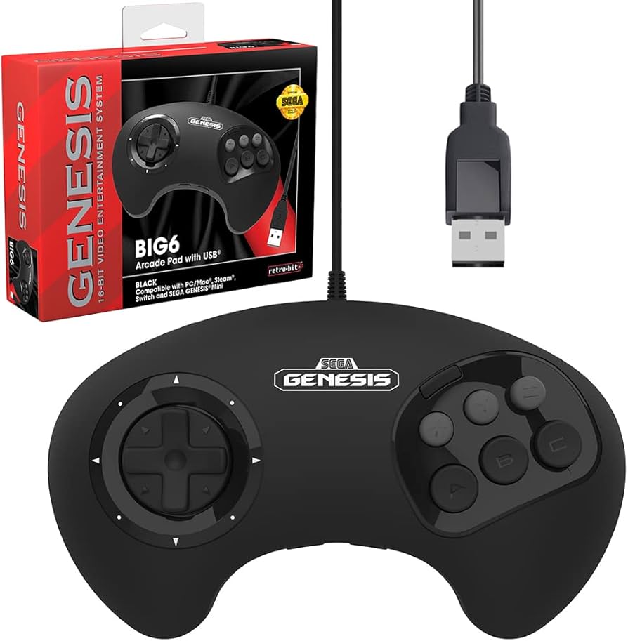 Amazon.com: Retro-Bit BIG6 USB Arcade Controller Pad for Sega