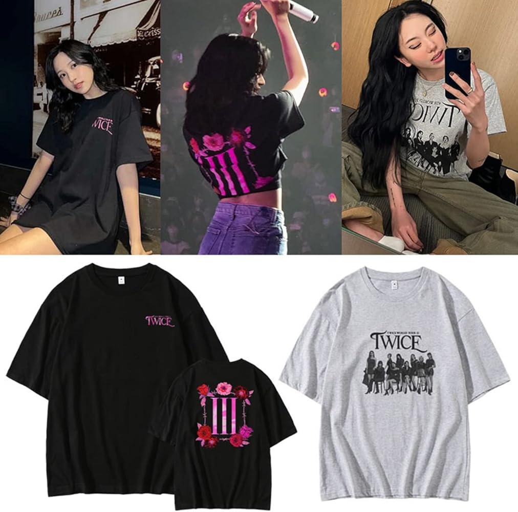 Amazon.co.jp: TWICE tシャツ 半袖 トワイスコンサートツアー周辺 丸首