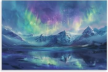 Amazon.co.jp: 絵画 雪山氷河オーロラ アートパネル ポスター 魅力的な