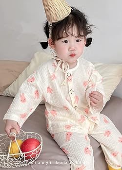 Amazon.co.jp: [Futupe] ベビー パジャマ 前開き 長袖 薄手 綿