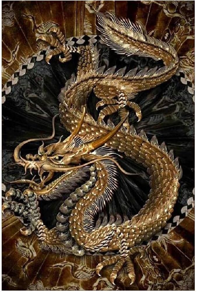 Amazon.co.jp: [AiO JAPAN] 風水 ポスター 黄金龍 60×40 金龍 ドラゴン