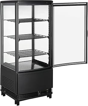 Amazon | Hijiru 4面ガラス冷蔵ショーケース80L/ブラック（ウツクシイ