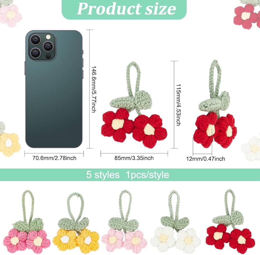 Amazon.com: FINGERINSPIRE 5-Piece Crochet Puff Flower with Lanyard