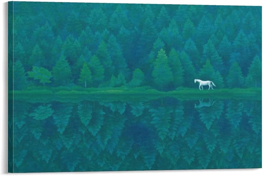 Amazon.co.jp: 東山魁夷緑響く彩美版 風景画ポスターキャンバス