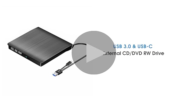 ROOFULL External CD DVD Drive Player CD Burner USB 3.0 & USB-C