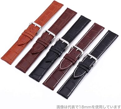 Amazon | 【本革製 クロコダイル型押し ダークブラウン 16mm】時計