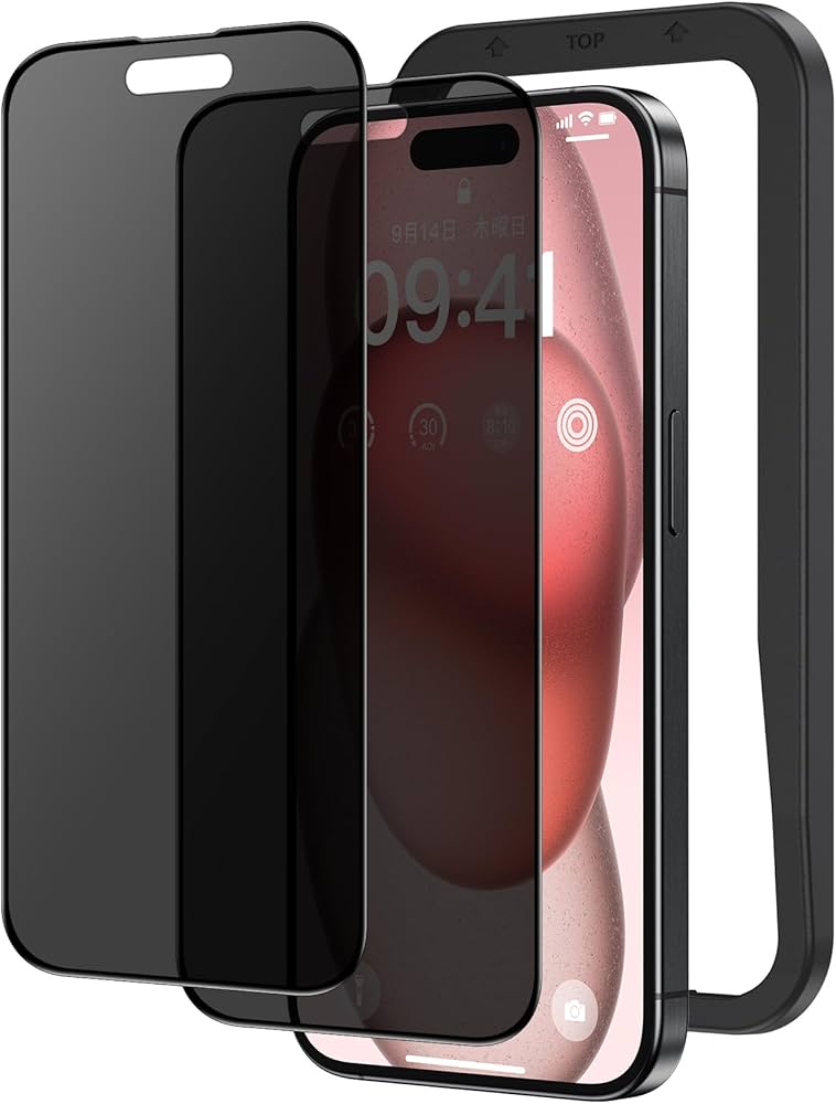 Amazon | NIMASO 覗き見防止 iPhone 15 用 ガラスフィルム 全面保護