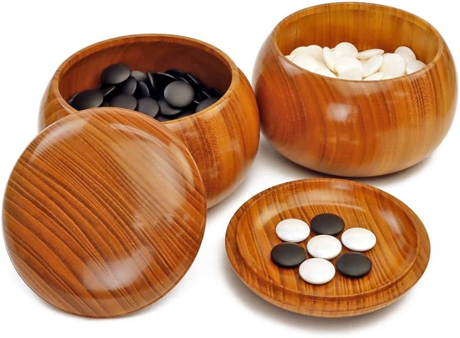 Amazon | 囲碁 日向特製蛤碁石那智黒碁石 31 実用 厚み8.4mm 木製本欅