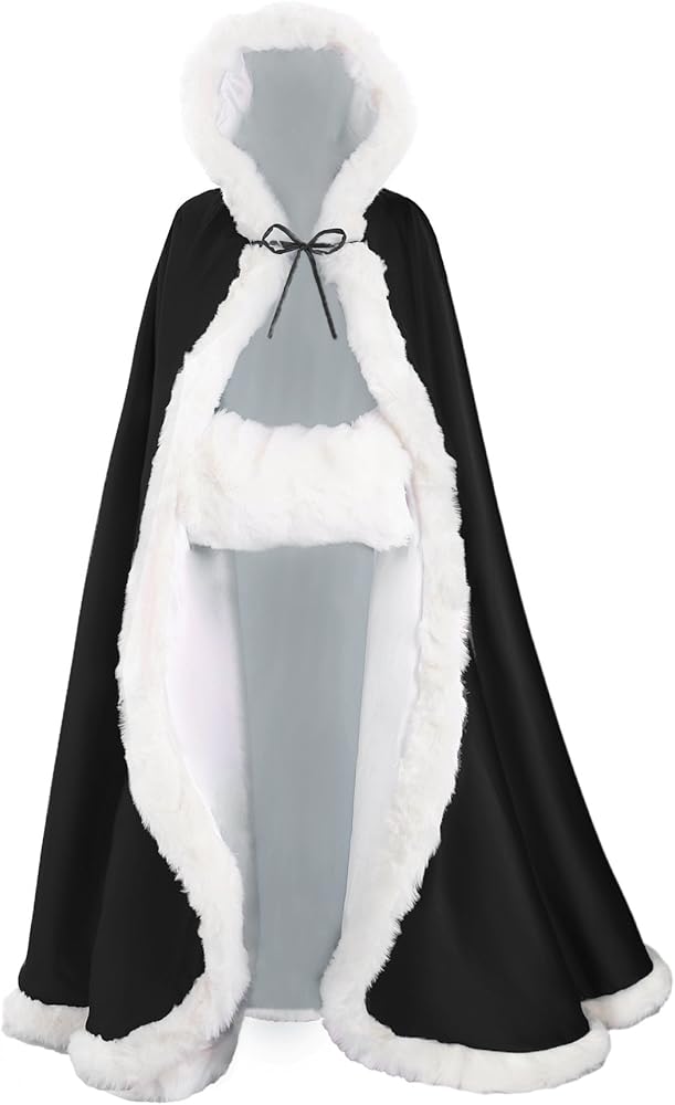 Amazon.com: BEAUTELICATE Wedding Cape Hooded Cloak for Bride